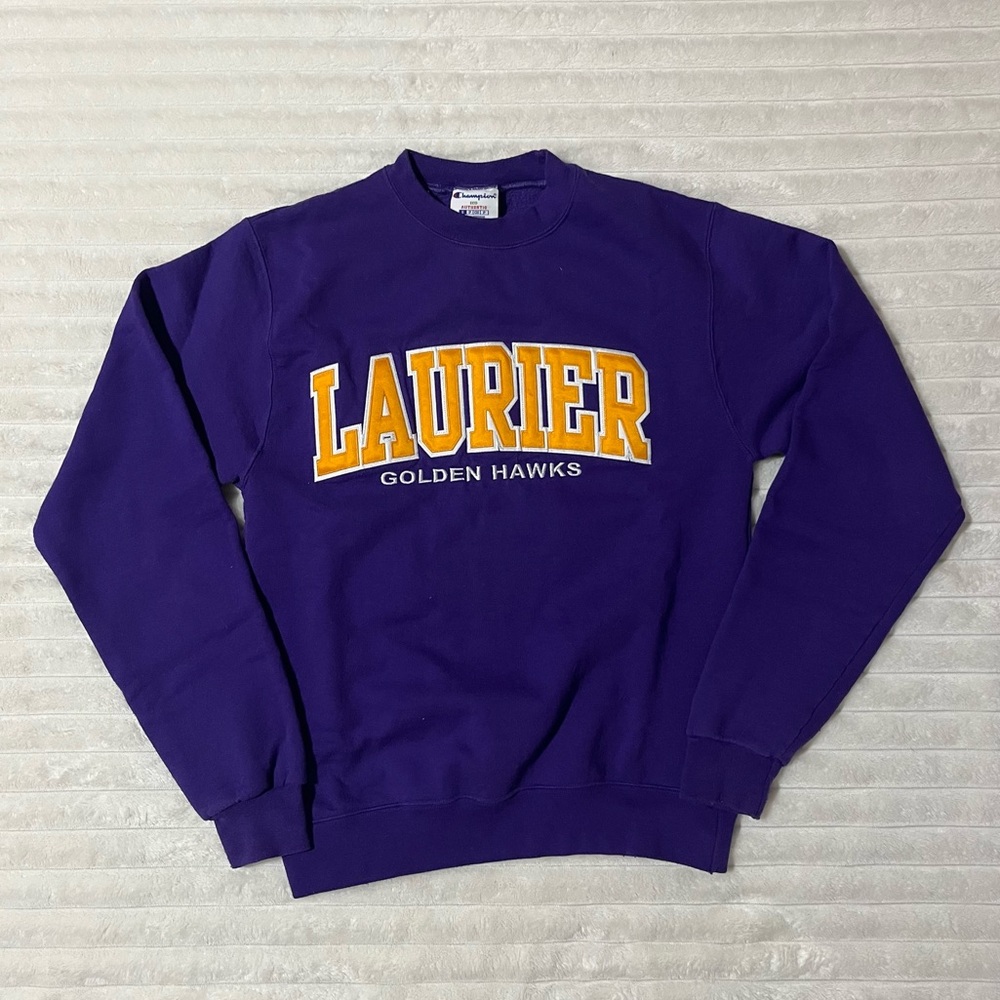 champion eco brand heavyweight wilfrid laurier university goldenhawks crewneck